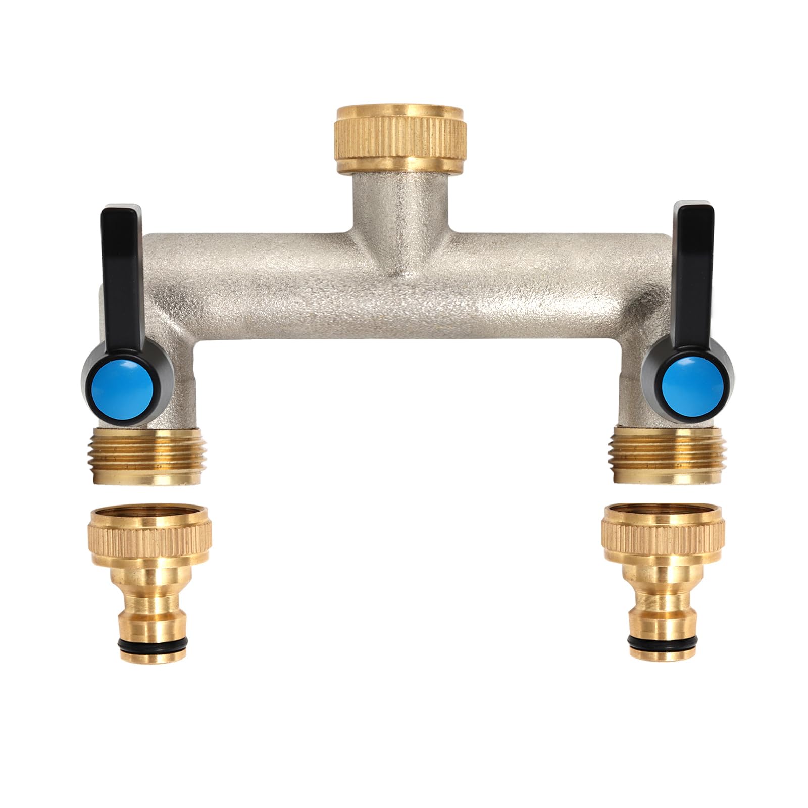 OPERMAXER Wasserhahn Wasserverteiler, LängerterGriff, 3/4 Zoll Messing Wasseranschluss Verteiler mit individuellem Absperrhähnen，3/4