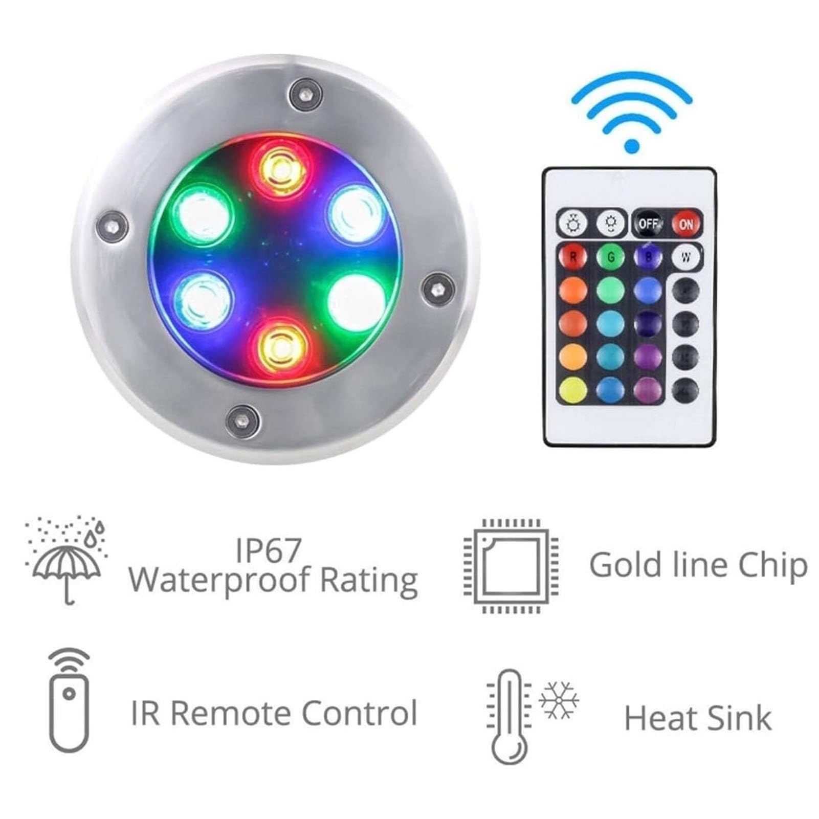 Focos Led Piscina - RGB Foco LED Subacuático Incrustado, Foco Empotrable con Mando A Distancia RF A Prueba De Agua IP68, Foco De Jardín De Acero Inoxidable, para Jardín, Estanque(12V,36W)