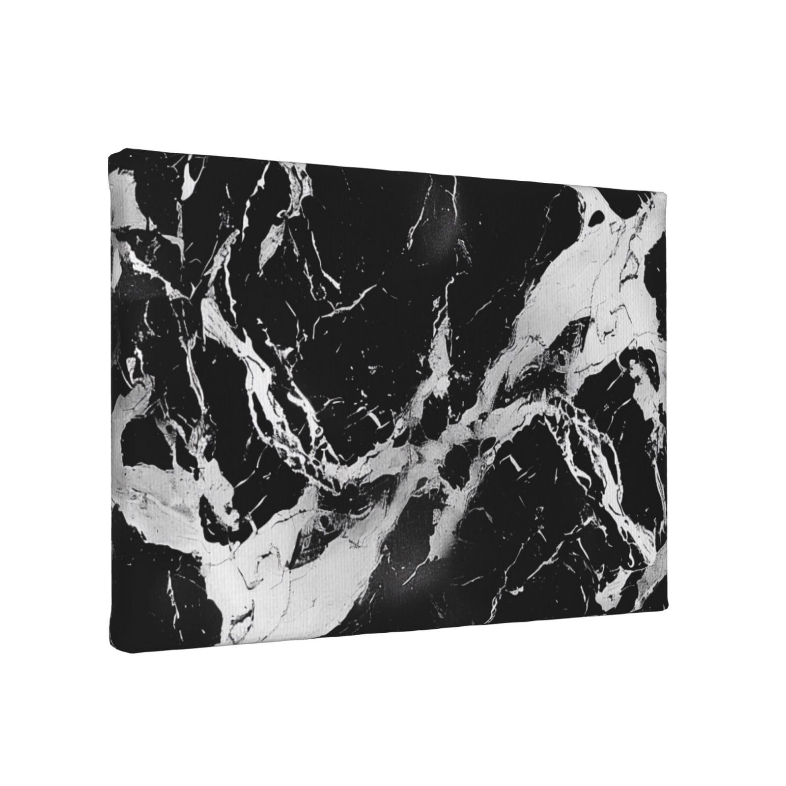 YKLJG Black and White Marble Printed Wall Art Canvas Painting 30x20 CM Wooden Framed Picture Painting Artwork Prints for Bedroom Kitchen Home Office Decor