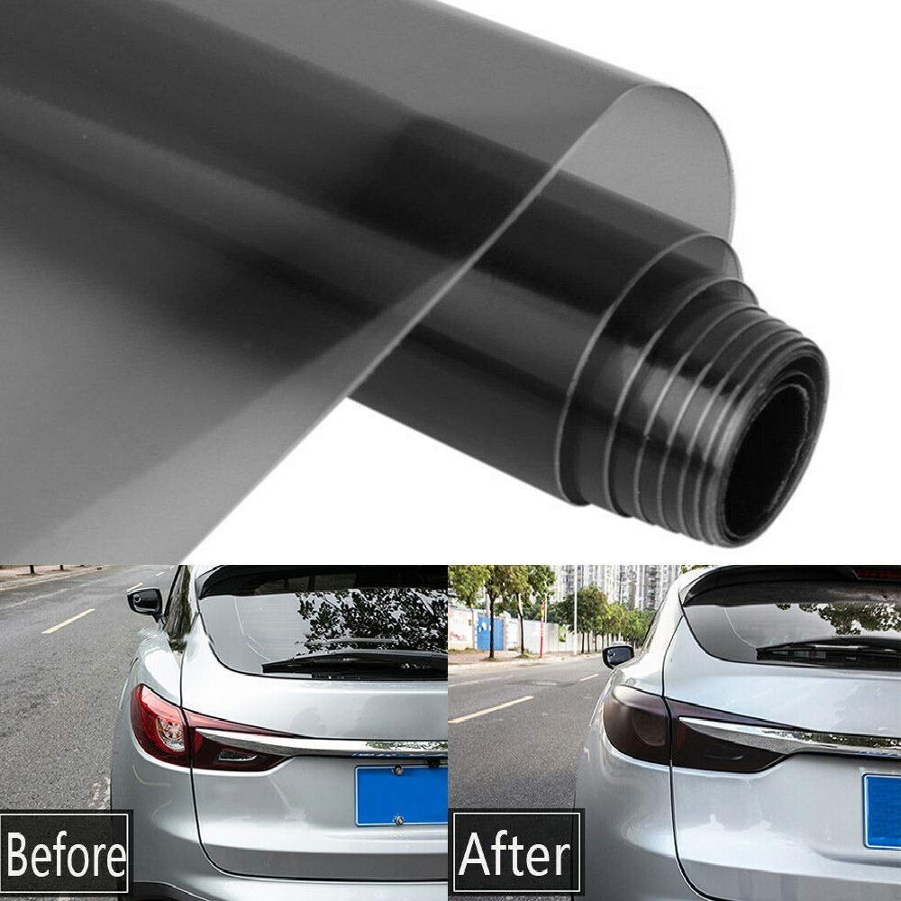 Film de phare de voiture, TOTMOX Vinyl Cars Phare Feux arrière Feu arrière Film antibrouillard Film de protection pour vitres teintées Noir mat 30 cm * 180 cm