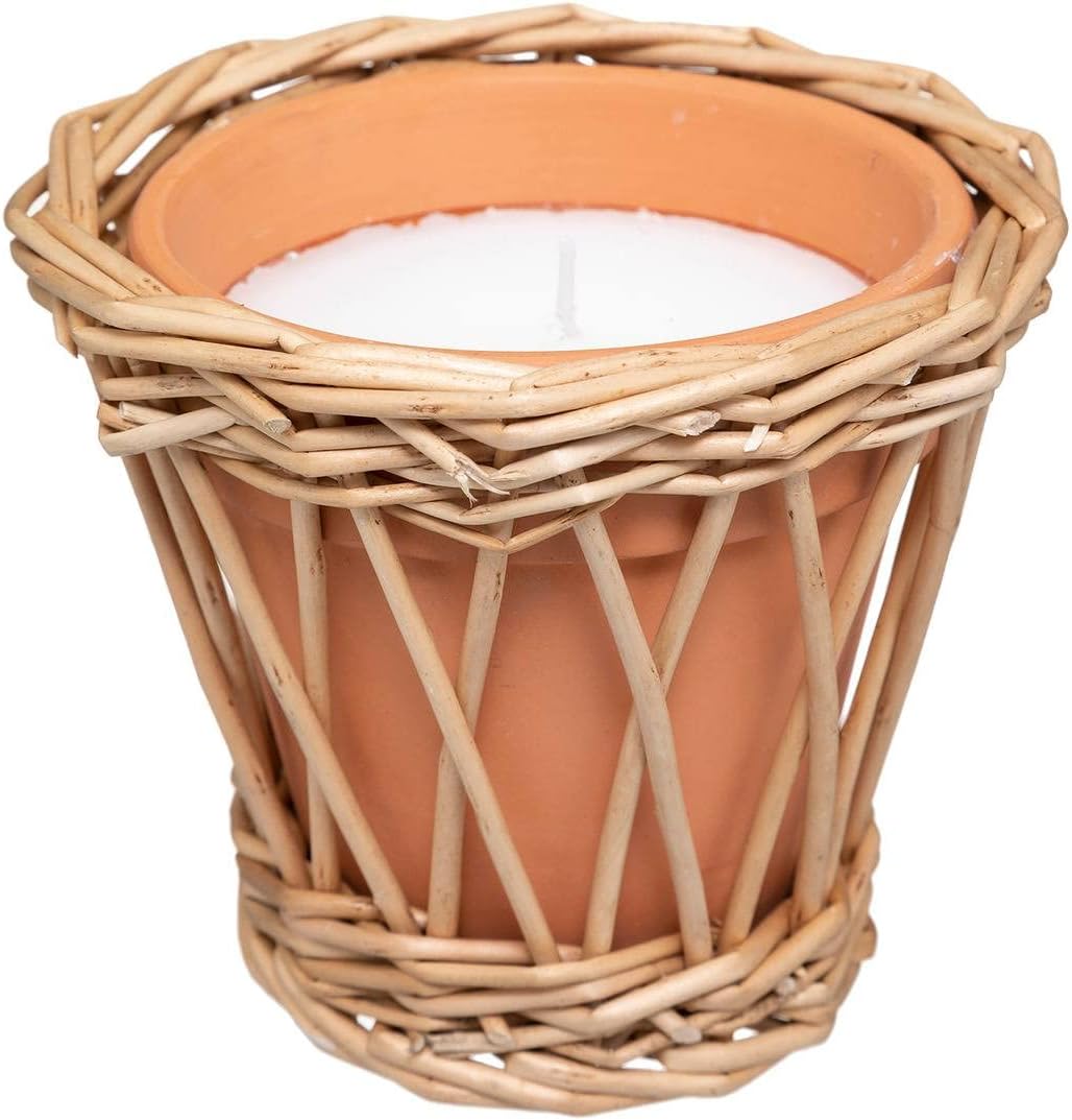 JJA Scented Candle Lemongrass 24 Hours Terracotta Rattan