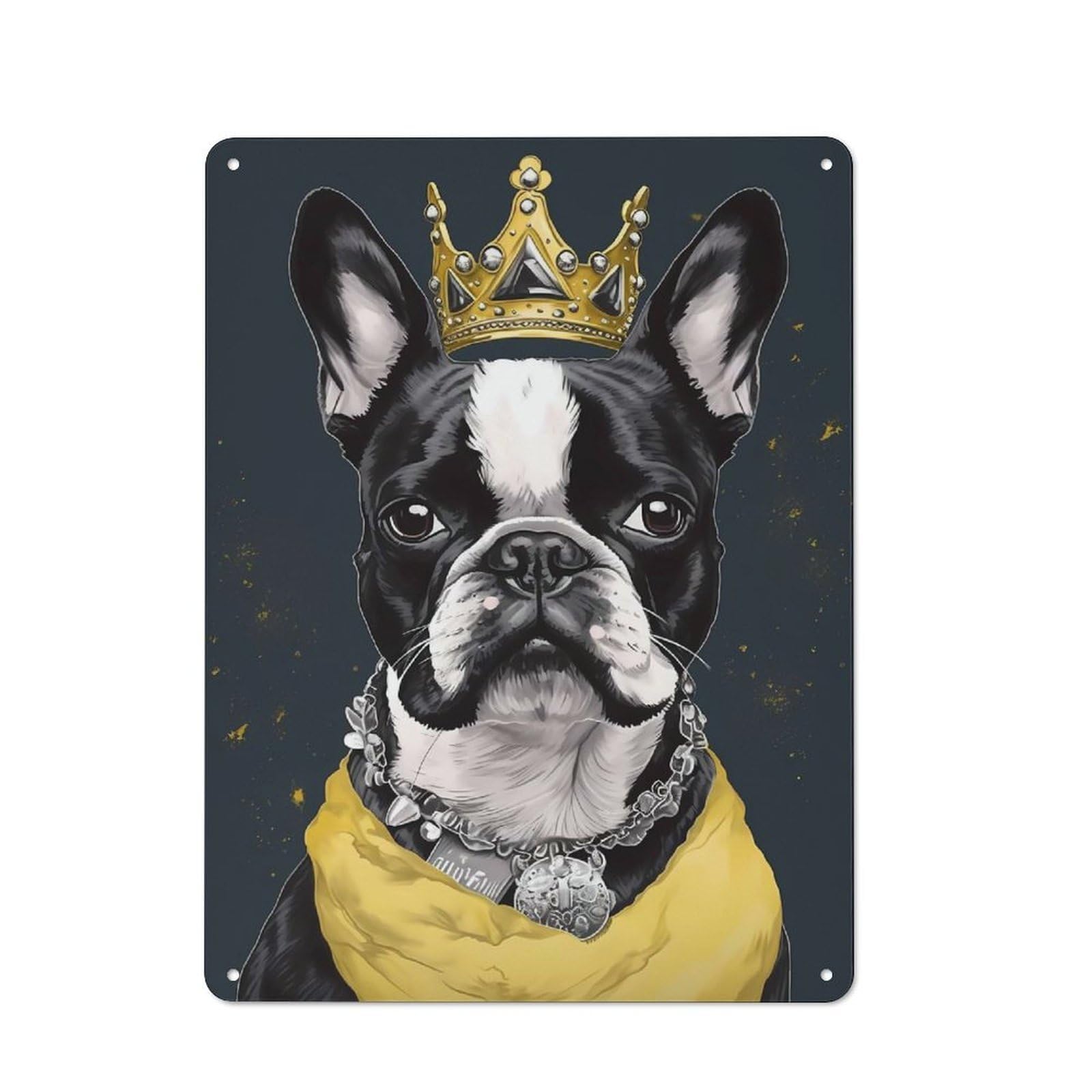 Junmoney Style-9 Boston Terrier Dog Printed Metal Sign 40X30cm For Dining Room Or Kitchen, For Kitchen Wall Decor Lovers