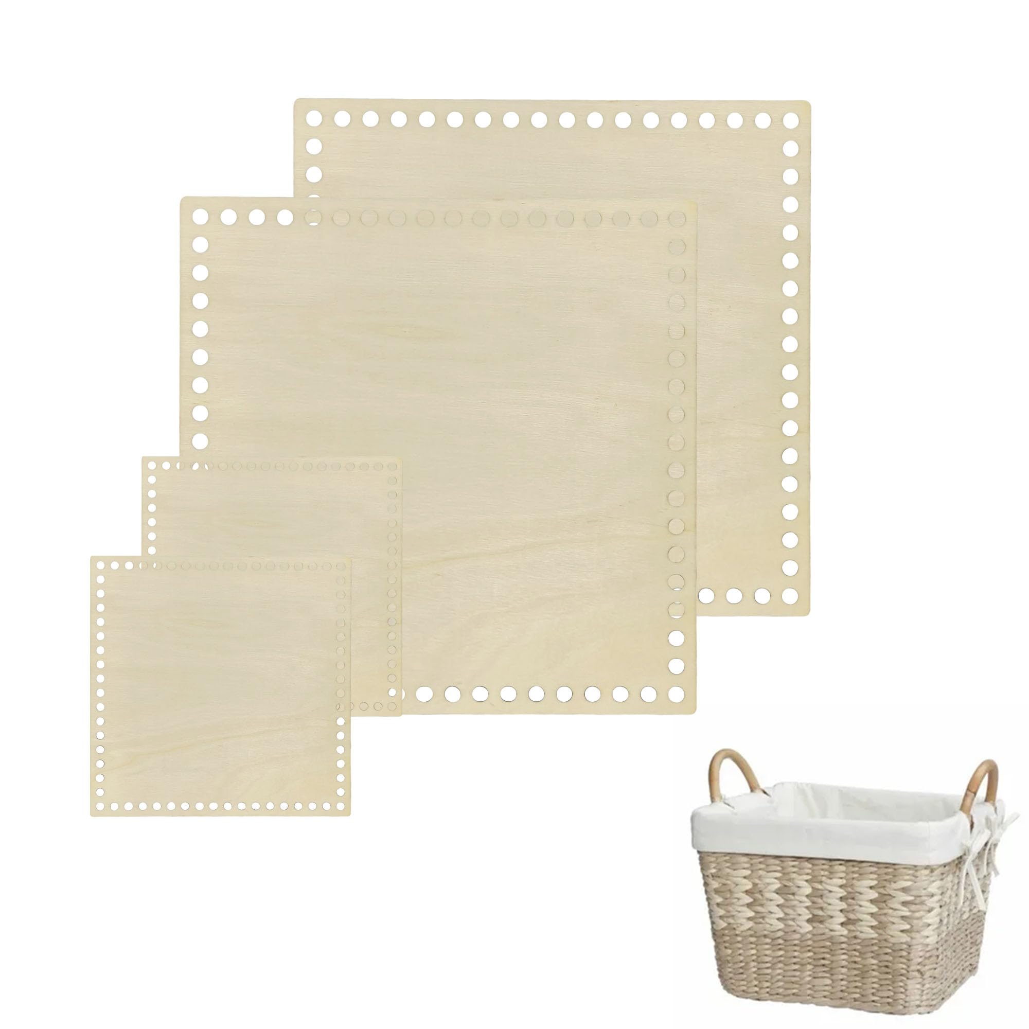 Base En Bois Pour Panier Au Crochet - Lot 4 Pièces, Rond 15 Cm Et 20 Cm, DIY Tissage