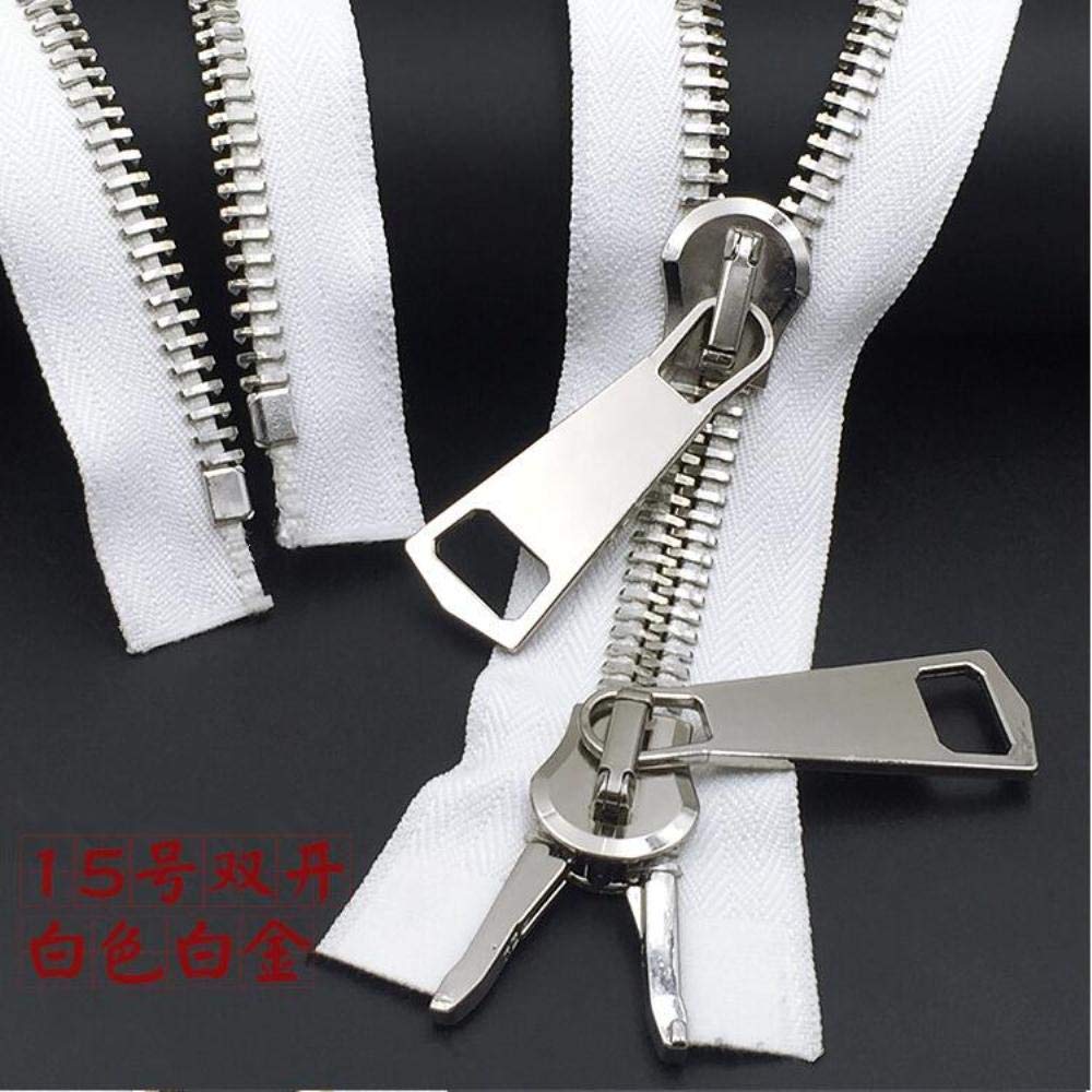 Szycie kurtkiZamki, duży zamek błyskawiczny 15# Metalowe podwójne suwaki Zipper Modna kurtka puchowa Płaszcz Dwukierunkowy zamek błyskawiczny 1 sztuka 70cm 85cm 100cm Czarny Biały Zamek błyskawiczny-