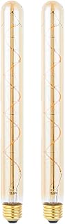 T300/T10 Long Tubular Light Bulb,40 Watt Equivalent E26 Base Amber Vintage Edison Bulb 4W Dimmable Tubular Antique Style Decorative LED Filament Light Bulb, 2700K Warm White,11.8 Inch, 2 Pack