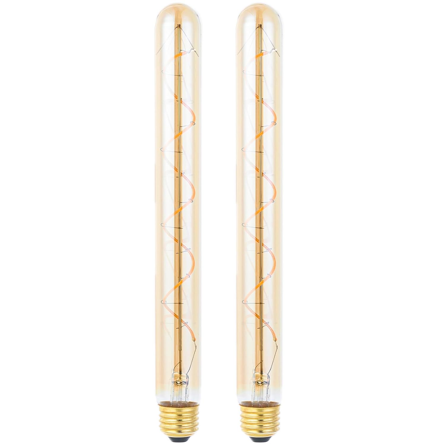 T300 T10 Long Tubular Light Bulb 40 Watt Equivalent E26 Base Amber Vintage Edison Bulb 4W Dimmable Tubular