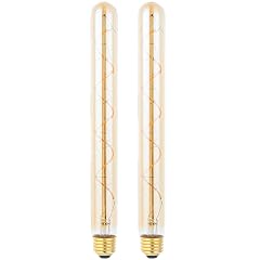 T300 T10 Long Tubular Light Bulb 40 Watt Equivalent E26 Base Amber Vintage Edison Bulb 4W Dimmable Tubular