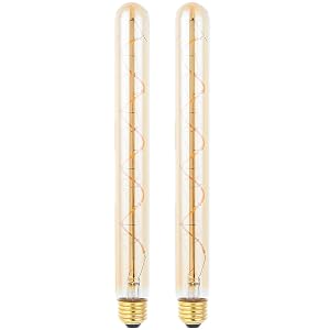 T300 T10 Long Tubular Light Bulb 40 Watt Equivalent E26 Base Amber Vintage Edison Bulb 4W Dimmable Tubular