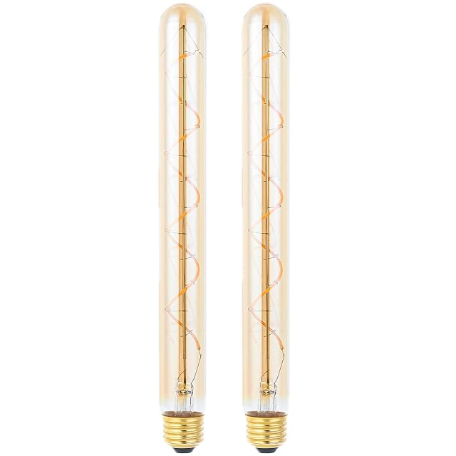 T300 T10 Long Tubular Light Bulb 40 Watt Equivalent E26 Base Amber Vintage Edison Bulb 4W Dimmable Tubular