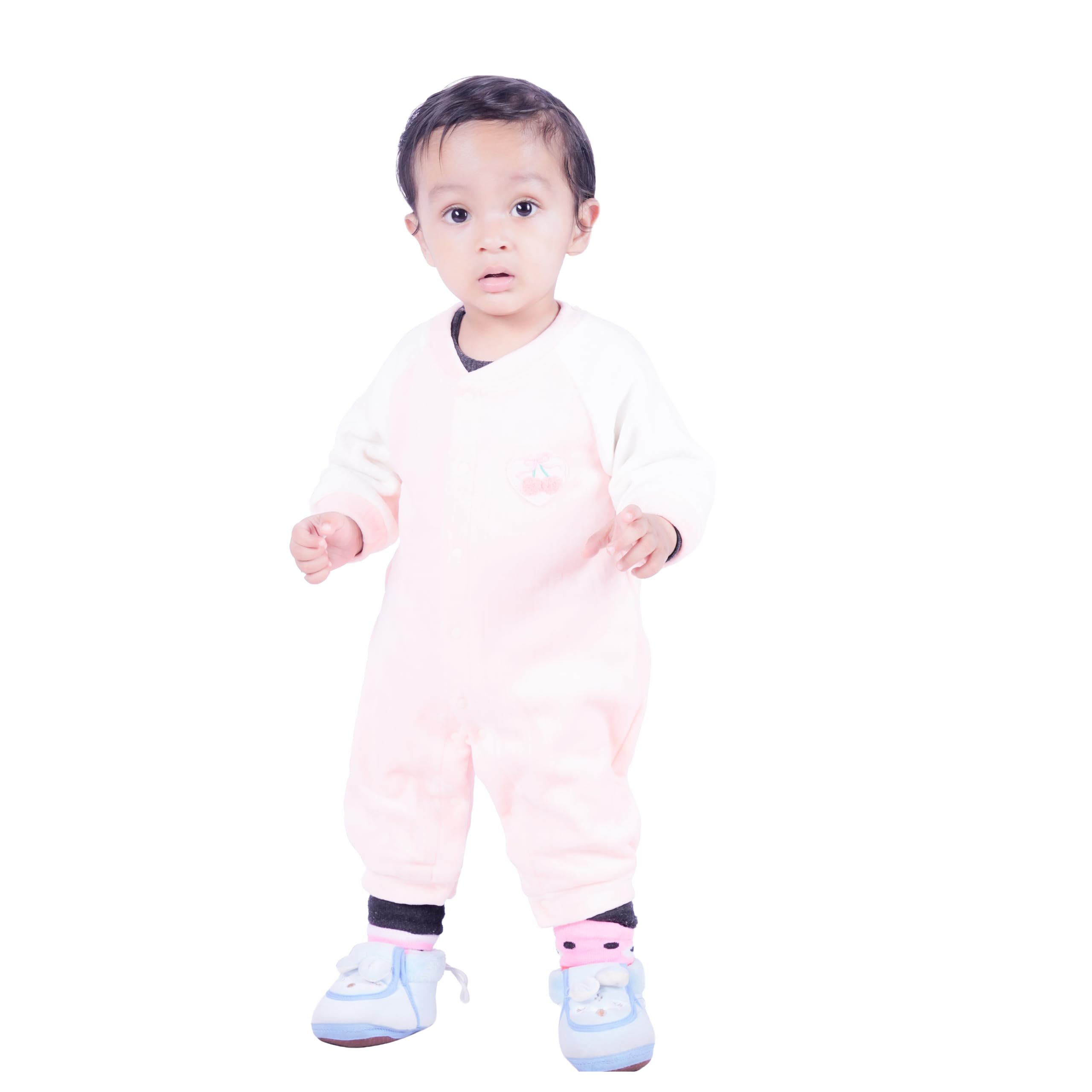 AURA STITCH Baby Boy Plush Fleece Long-Sleeve Romper – Ultra-Soft Cotton-Lined Jumpsuit for Newborns & Toddlers