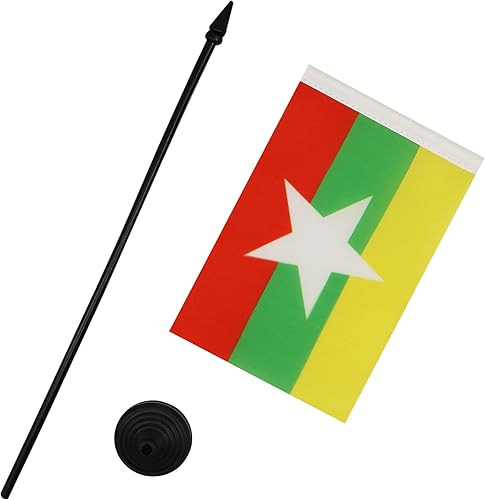 Miniatura 214 de Bandera de la bandera del Líbano de AZ, 3.9 x 5.9 in, bandera de escritorio libanesa, 5.9 x 3.9 in, barra y base de plástico negro