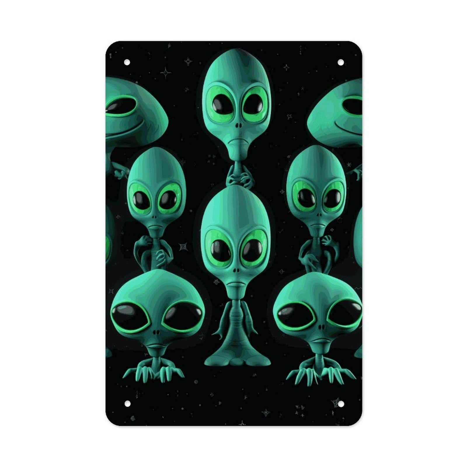 QMNLKH Aliens Plaques for Wall Decor, Personalized Metal Tin Sign for Home, Multifunctional Poster for Office, Fashion Painting for Hallway, Wall Art Pictures, 7.9x11.8Inch