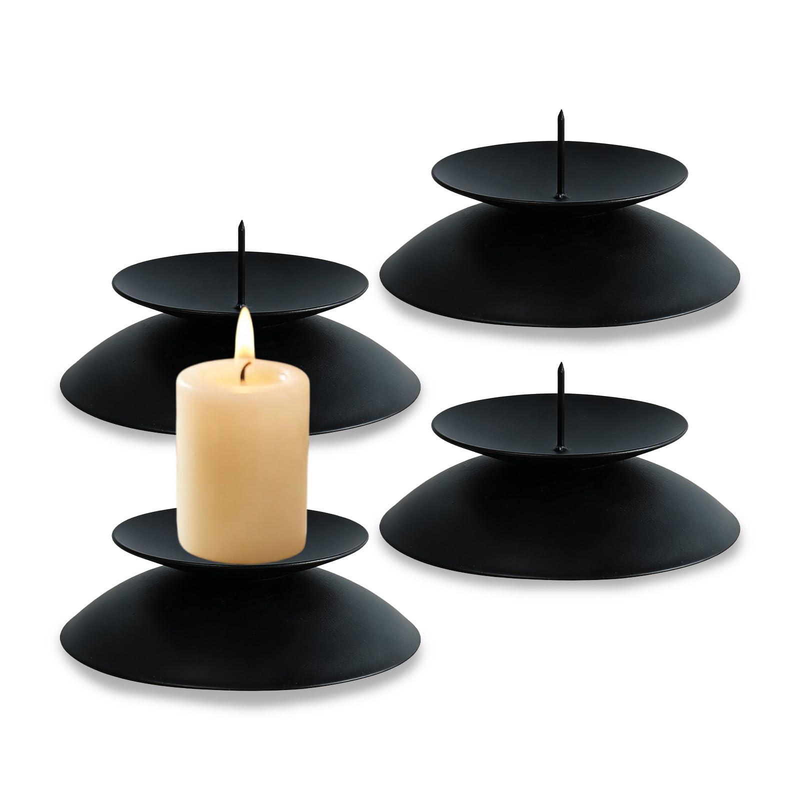 Lot de 4 bougeoirs en métal pour Couronne de l'Avent avec mandrin