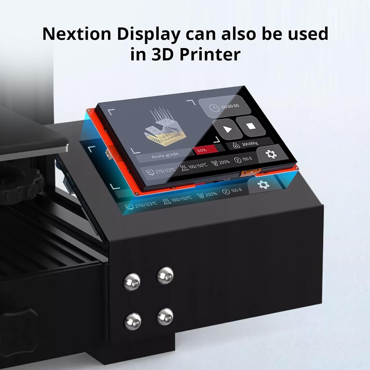 Digitalkey Pantalla HMI Nextion de 10,1", NX1060P101-011C-I, táctil LCD-TFT capacitiva de 1024 x 600, ampliamente utilizada en vehículos e impresoras 3D.