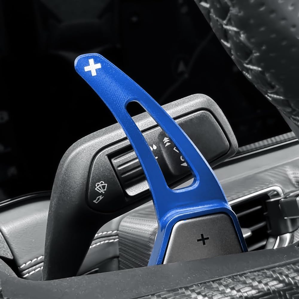 iJDMTOY Racing Sports Blue Aluminum Larger Paddle Shifter Extension Compatible with Ford 2024-up Mustang