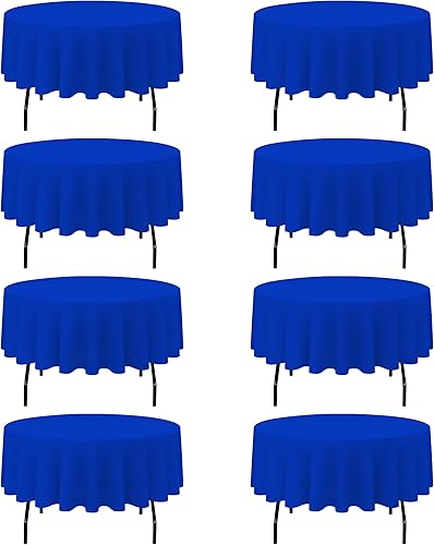 Miniatura 55 de BRILLMAX 4 paquetes de manteles redondos de 132 pulgadas color marfil - manteles circulares a granel de lino y poliéster lavables para mesa