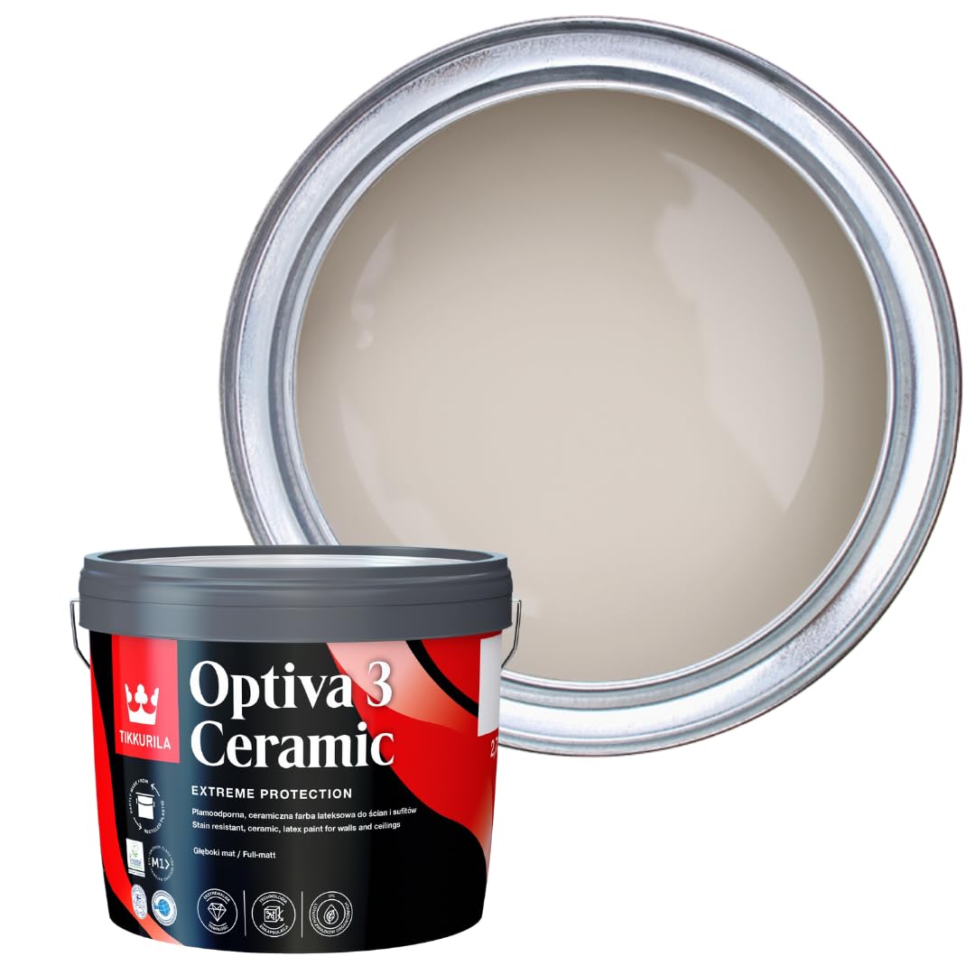 TIKKURILA Optiva 3 - Durable Super Flat Matt Paint For Walls & Ceilings - Zero VOC, Scrubbable, Easy To Clean (Mulberry H484, 3 Liters)