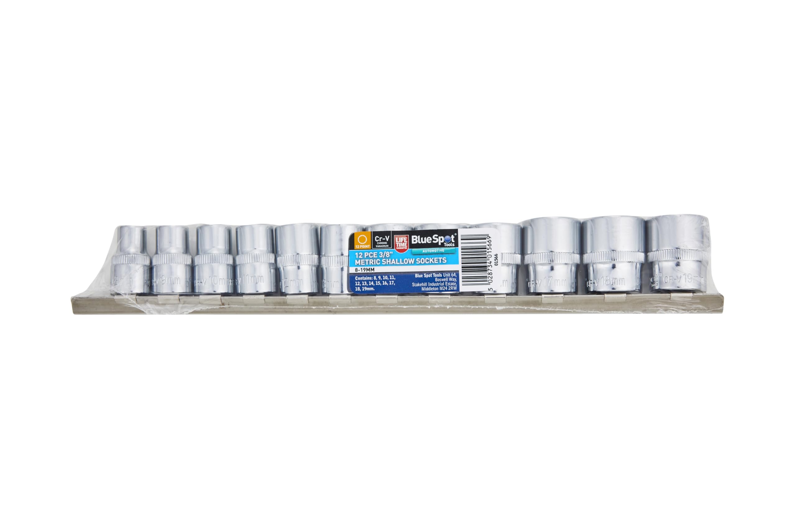 BlueSpot Tools Blue Spot Tools12 Pce 3/8" Metric Shallow Sockets (8-19mm) (Eva Foam) from B&Q