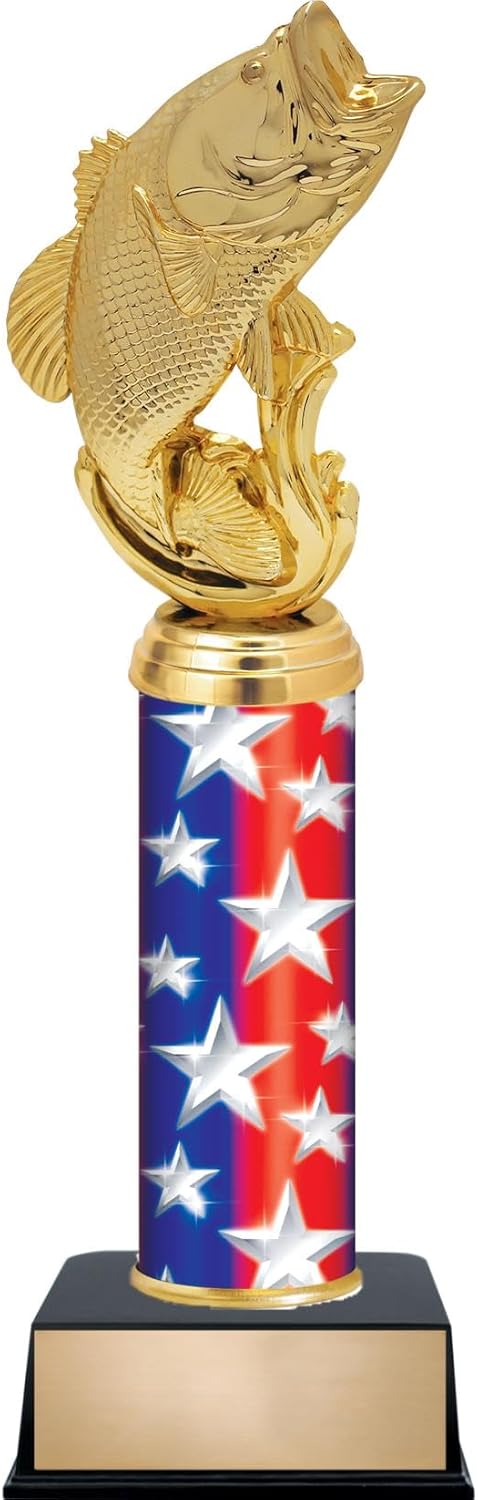Customizable 11.5" Largemouth Bass Fish Pennant Star Trophy Award, Engrave Now