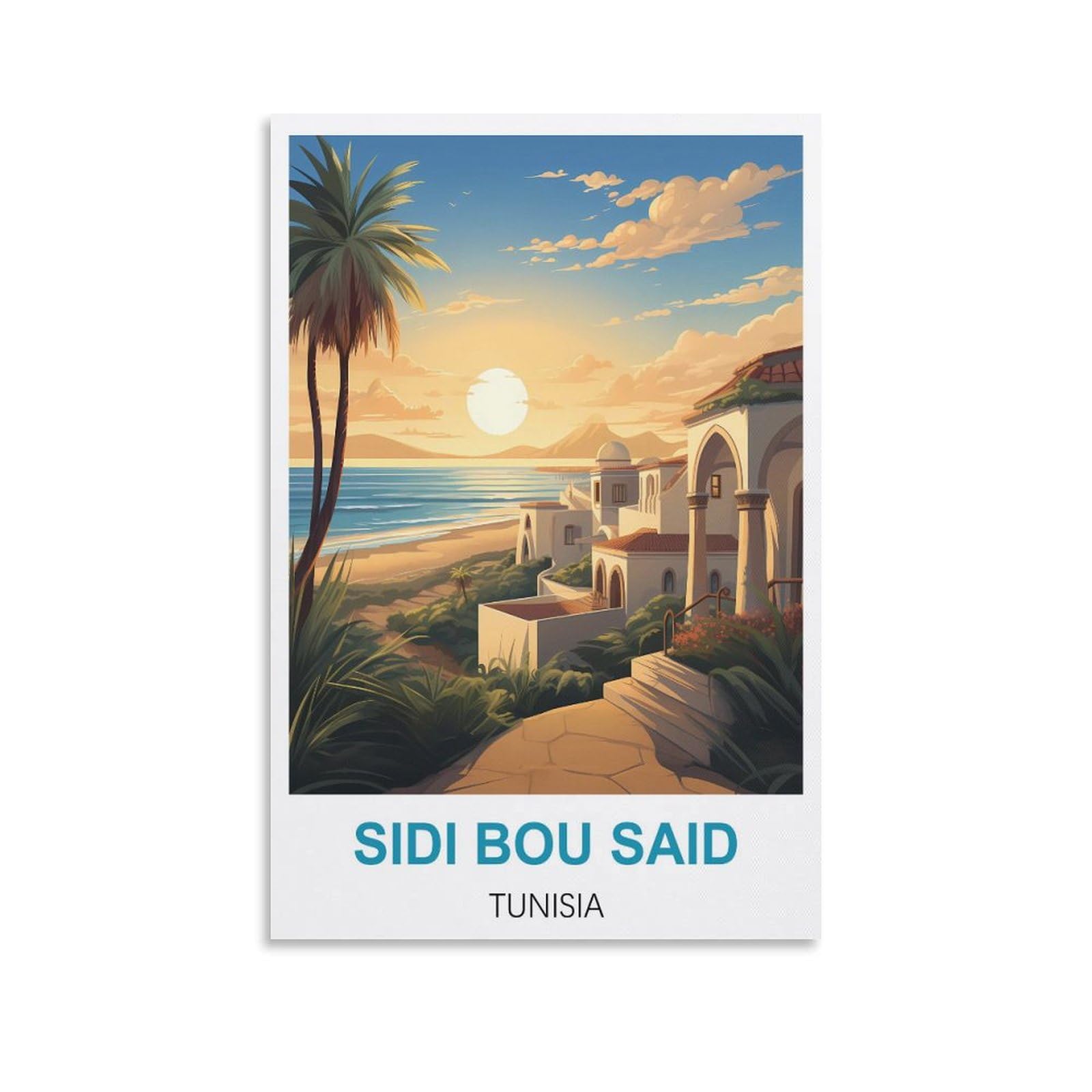 Metal Tin Sign,Sidi Bou Said Tunisias,Vintage Bar Club Cave Home Kitchen Rustic Wall Art Decor Funny Sign 30x30cm