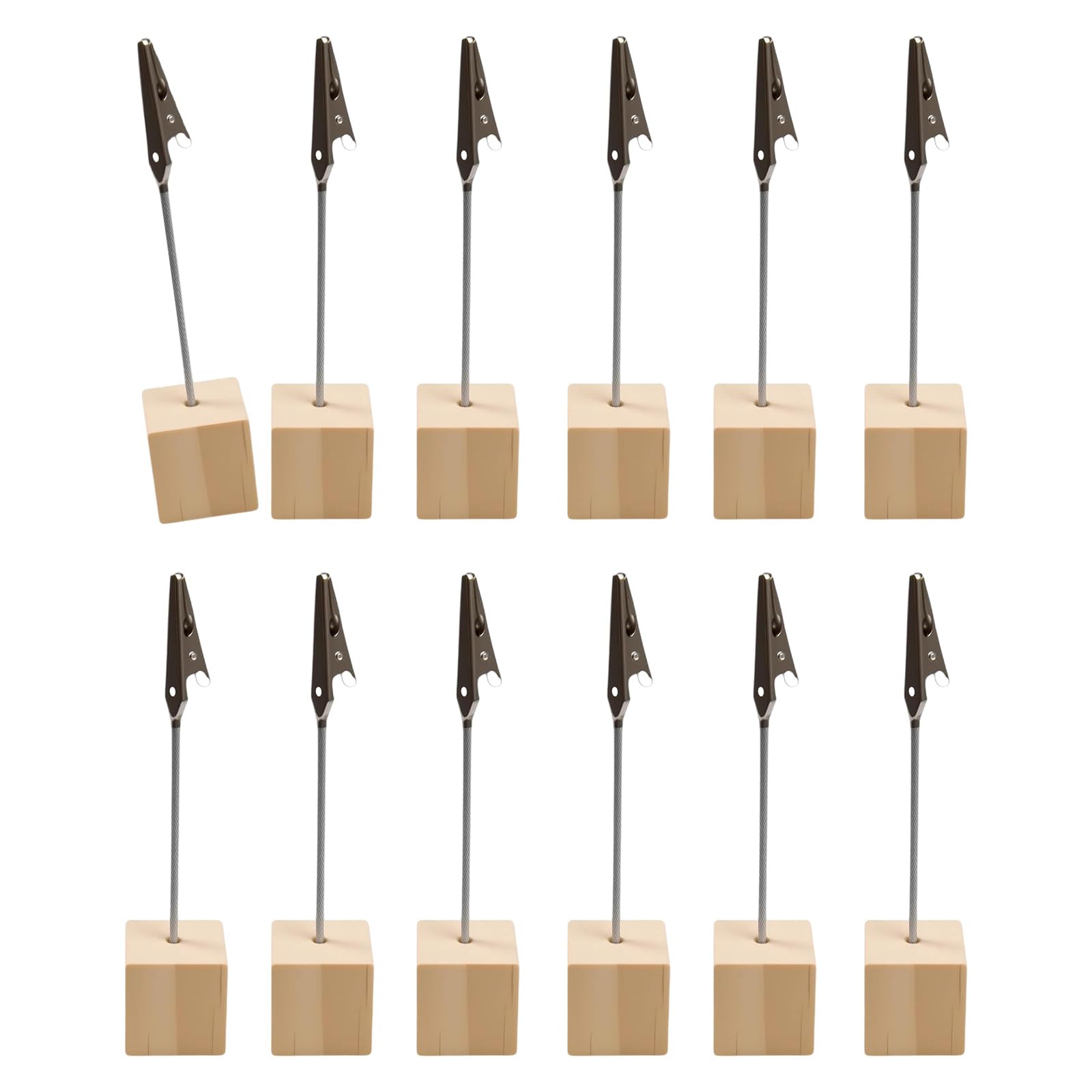 Qusinfc 12 Pcs Standing Photo Stand with Clips Picture Holders Name Card Holder Places Cards Holder Memo Clip Holders Places Card with Clips