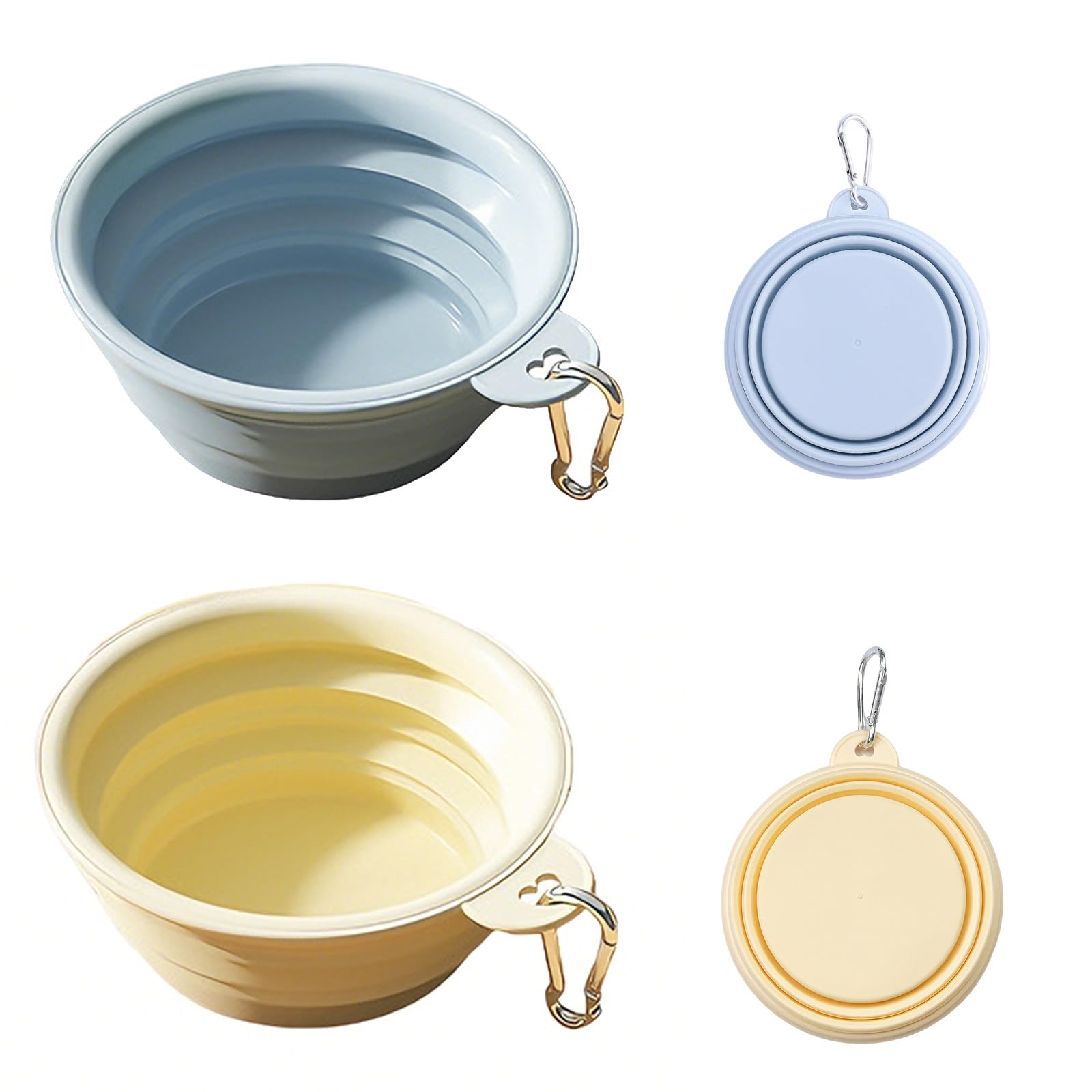 2 PCS Collapsible Dog Bowl, Foldable Dog Water Bowl, Portable Travel Dog Bowl For Food And Water, Non Slip Collapsible Bowl For Outdoor Walking Hiking etc (Yellow+Blue 350ml)