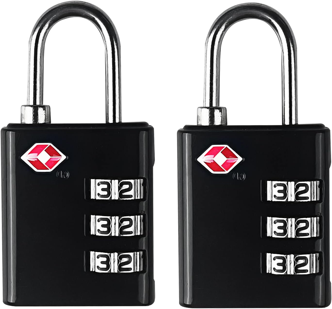 Paire De Cadenas à Combinaison TSA Pour Valises - Code 4 Chiffres, Argentés - Approuvés Sécurité Aéroport