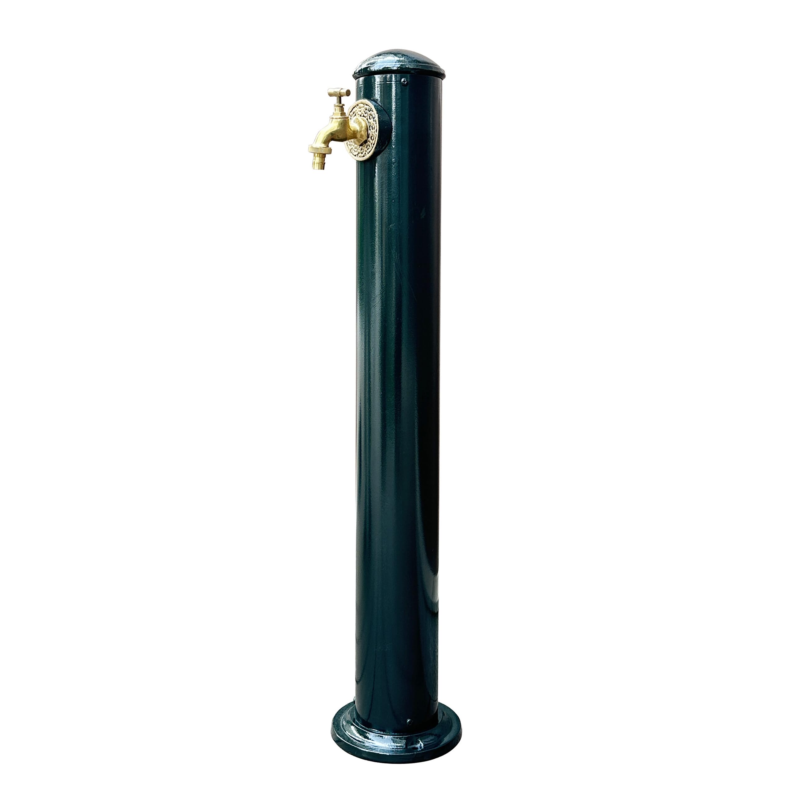 Relaxdays Surtidor de agua para jardín, estilo antiguo, con grifo, verde | conexión 3/4, columna redonda 91 cm