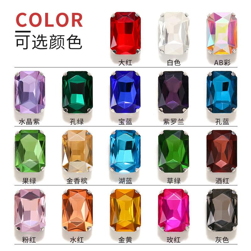 ZCSJD 50Pcs Flatback Naaien Steentjes Naaien Kristallen Met Zilveren Klauw Instellingen Voor Craft Sieraden Kleding Kostuum Schoenen Jurk Kledingstukken