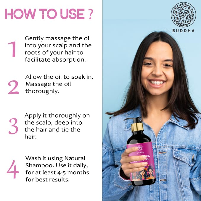 Image of Buddha Natural Grey Oil For Teenagers (200 ML) - 100% Ayush Certified - Helps to Restore Natural Dark Color and Shine of Hair