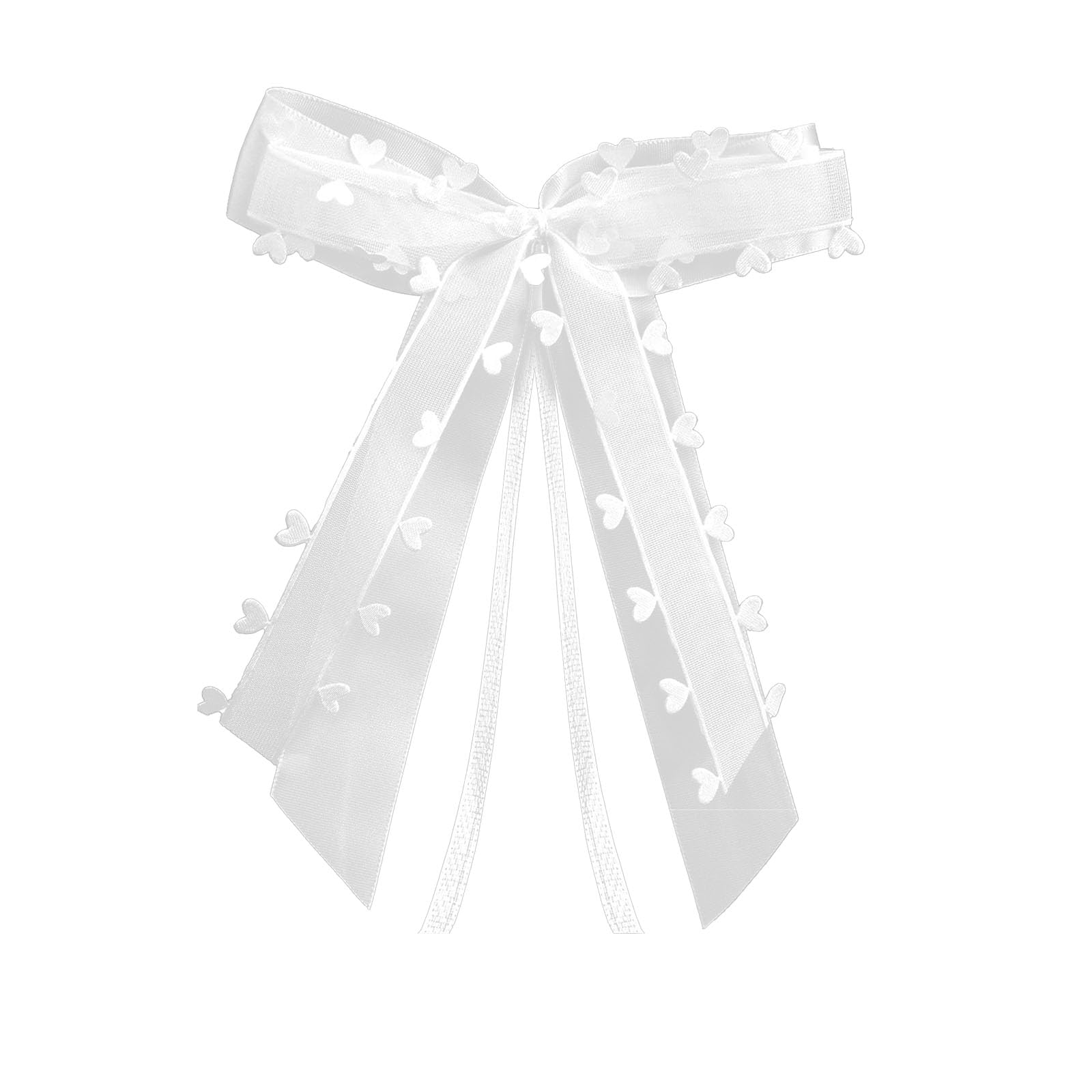 Lazos Blancos para Antena de Boda con Corazones de Organza y Cinta de Satén, Decoración de Coche Hecha a Mano, Elegantes Lazos de Boda Reutilizables