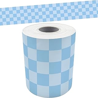 Teacher Created Resources Cool for School Blue Checkers Straight Rolled Border Trim - 50ft - Decorate Bulletin Boards, Walls, Desks, Windows, Doors, Lockers, Schools, Classrooms, Homeschool & Offices
