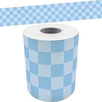 Teacher Created Resources Cool for School Blue Checkers Straight Rolled Border Trim - 50ft - Decorate Bulletin Boards, Walls, Desks, Windows, Doors, Lockers, Schools, Classrooms, Homeschool & Offices