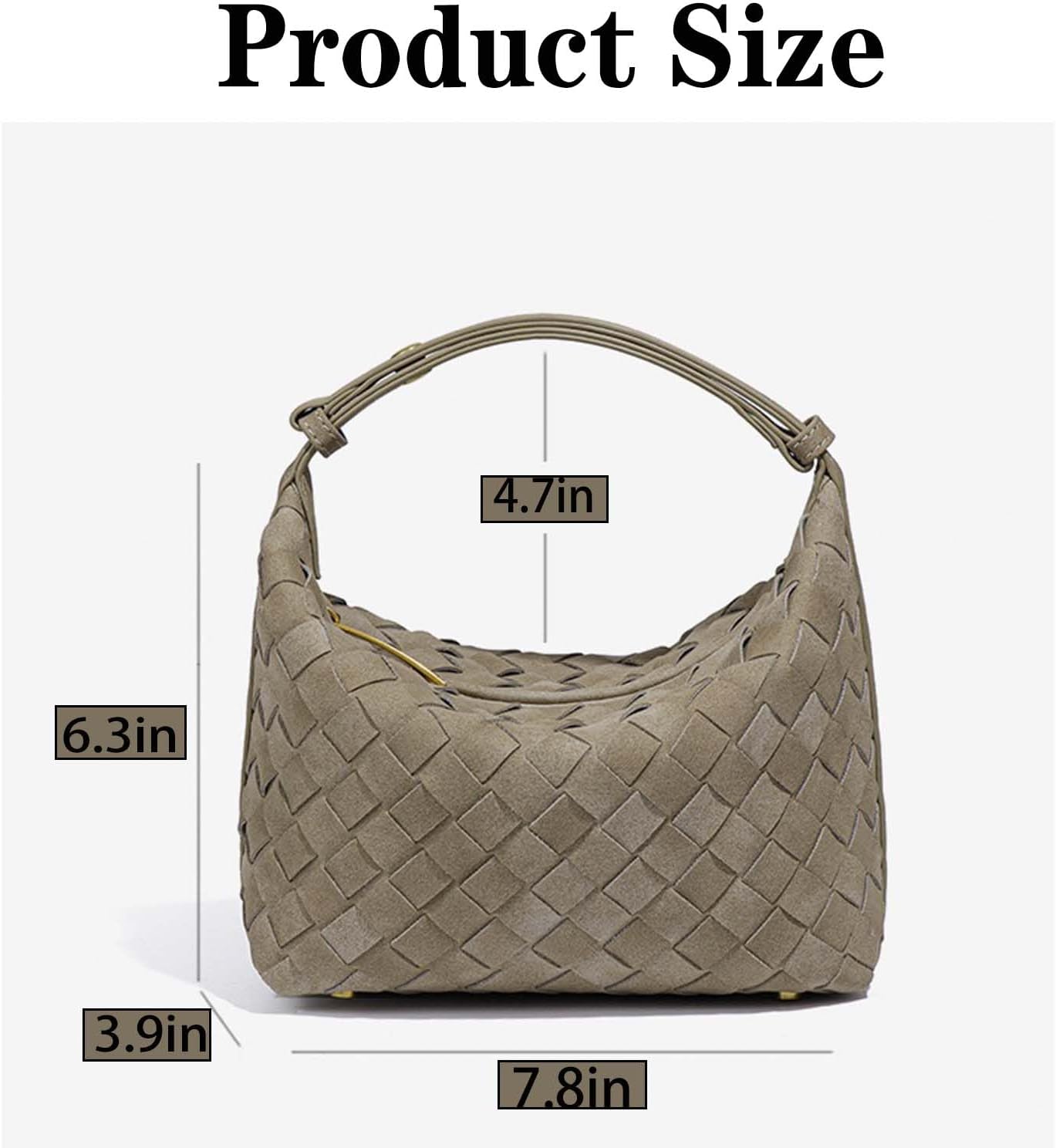 Woven Purse for Women Suede Leather Shoulder Bag Vegan Tote Bags Suede Hobo Top-Handle Handbag - Image 3