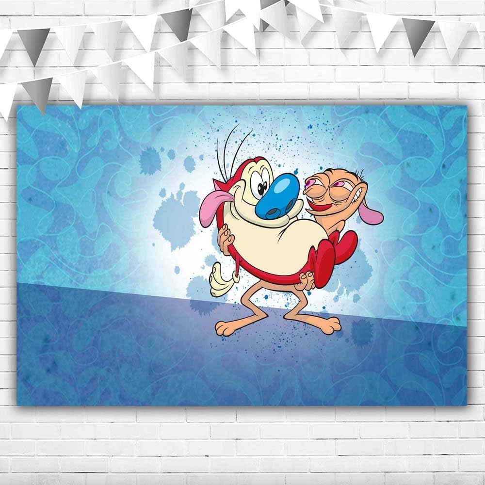 Ren and Stimpy Backdrop 5x3ft Vinyl Ren and Stimpy Birthday Party Supplies Cake