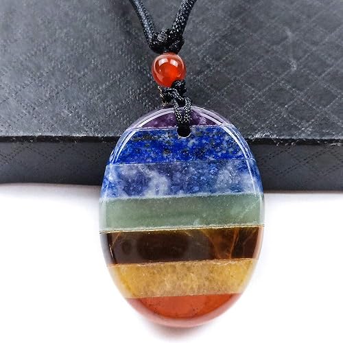 Miniatura 3 de Collar de 7 piedras de chakras, collar de cristal con colgante de piedras preciosas para terapia de equilibrio de chakras, colección de piedras