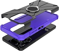 Vista 4 de Funda para Tecno Spark 10C, funda giratoria de 360, doble capa, a prueba de golpes, para Tecno Spark Go 2023, color morado