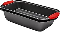 PERLLI Nonstick Meatloaf Pan with Drip Tray Insert - High-Carbon Steel 2-Piece Bakeware Set with Silicone Grips for Mess-Free Baking