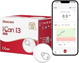Sinocare Glucose Sensor 15 Days, Continuous Glucose Monitor, Glucose Sensor, No Scan, No Finger Punch, iCan i3 (Pack of 1)