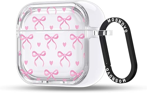 Miniatura 366 de MOSNOVO Funda protectora transparente para AirPods Pro 3, con anillo de metal duro de lujo de doble capa a prueba de golpes, diseñado para AirPods