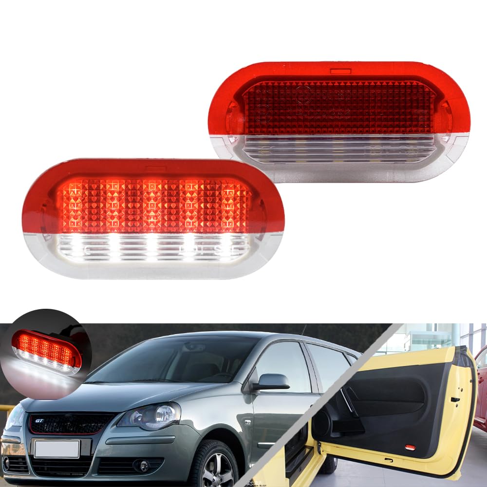 lumières de courtoisie de porte LED rouges pour V.W Golf III Beetle New Beetle Polo 9N3 Caddy III Tour.an I lampe d'avertissement de porte latérale lampe d'entrée de porte projecteur de porte