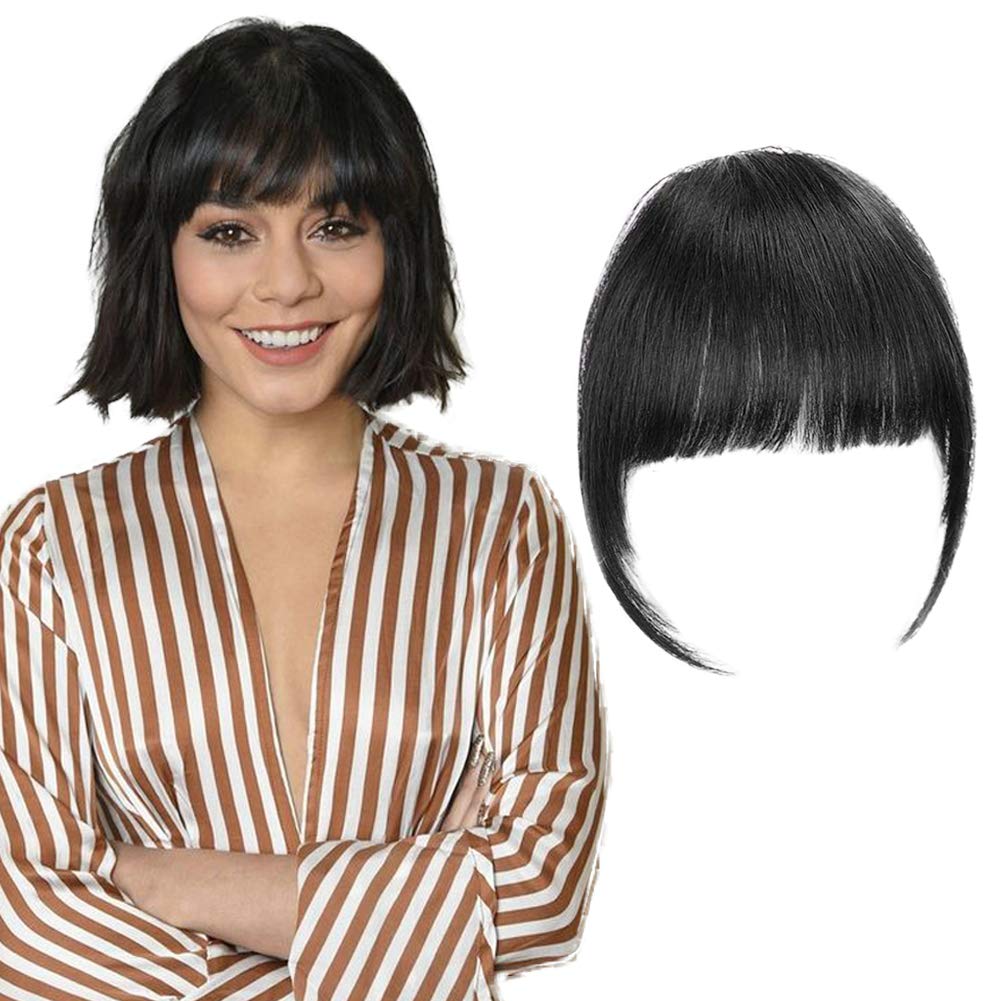 Oceane Clip in Bangs Real Human Hair Natural Black 1B