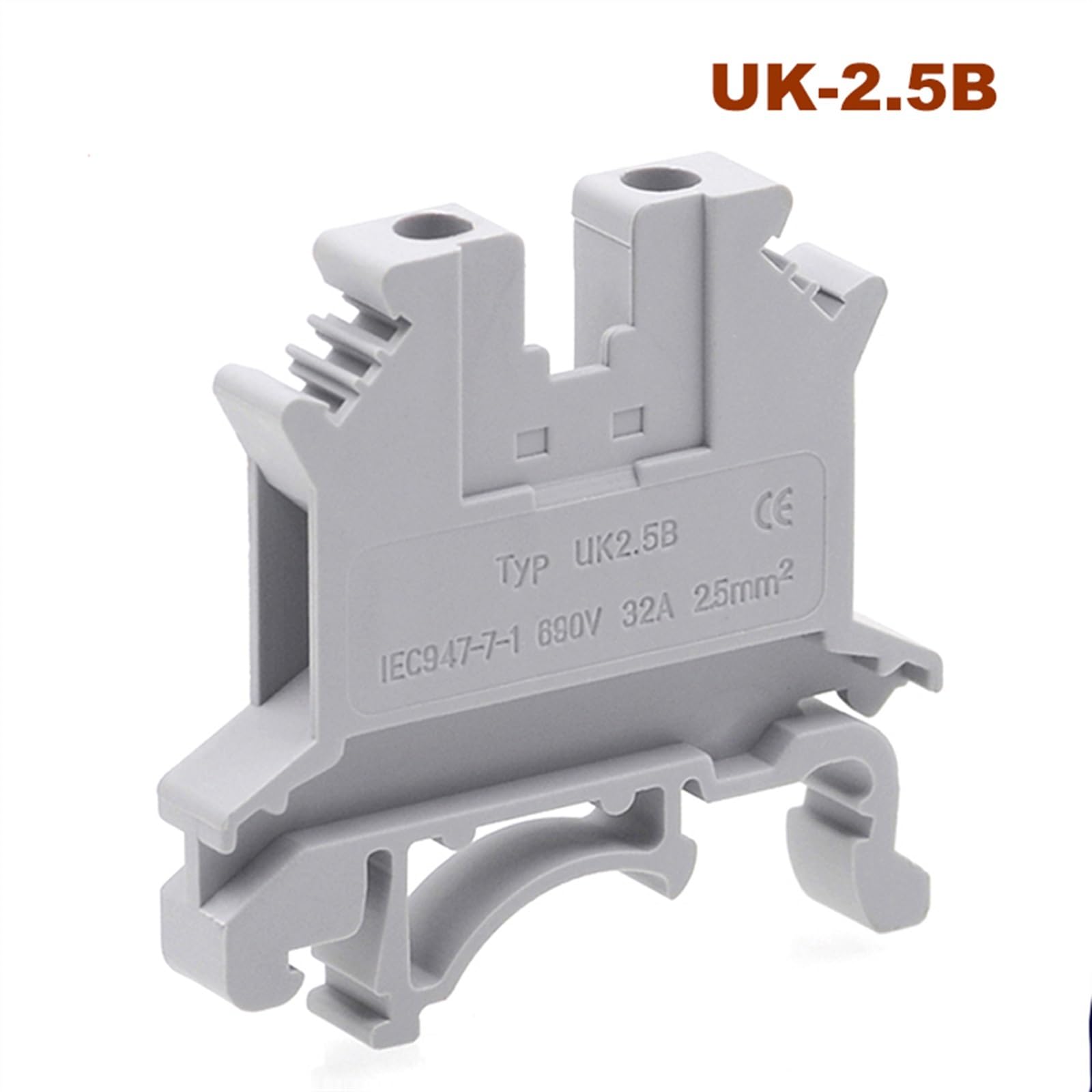 UK Din szyna uniwersalne bloki zacisków śrubowych Morsettiera 2.5B/3/5/6/10/16N/35 elektryczne złącza kablowe mosiądz Bornier (szare, UK-35 (1 szt.)