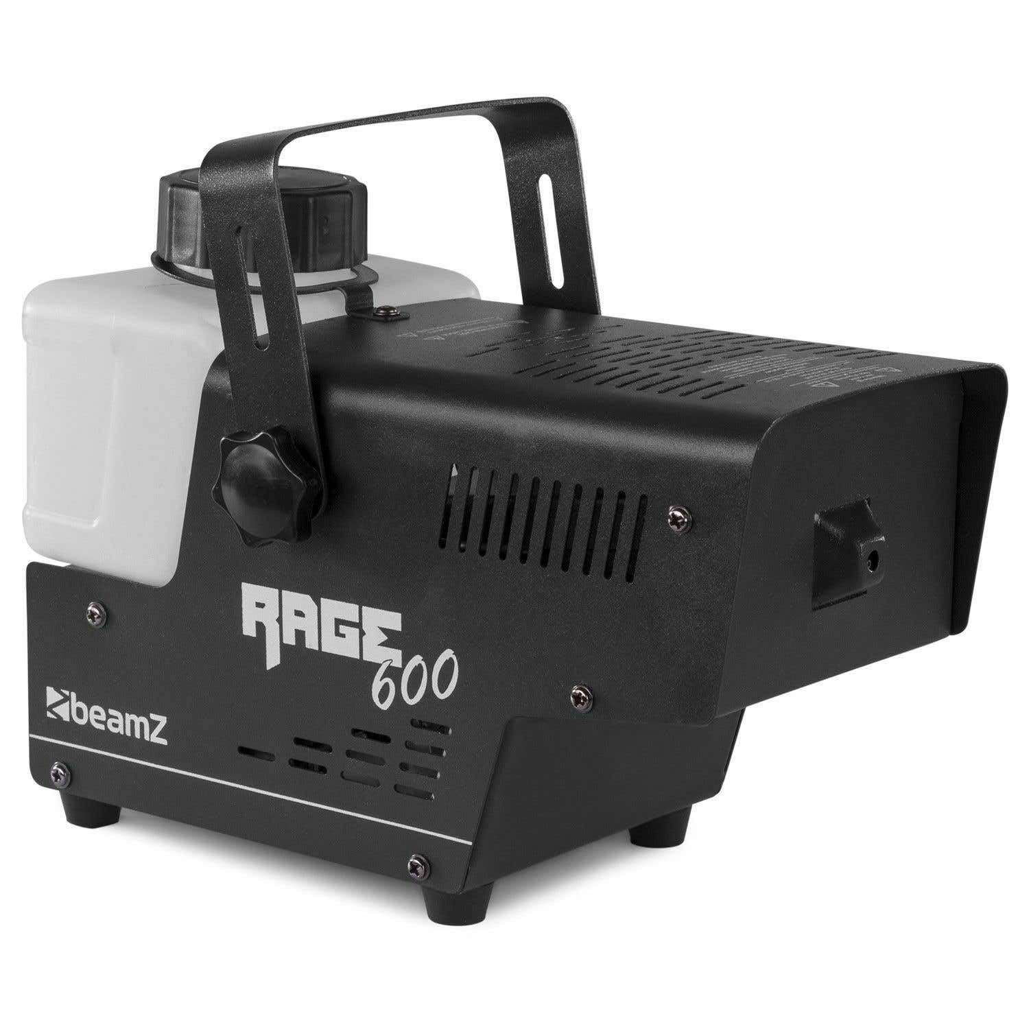 BeamZ RAGE600I Máquina de Humo con 5 Litros de Líquido de Humo, 600 Watt, Fogger, Máquina de Humo, Máquina de Niebla, Mando a Distancia con cable, Tanque de 0.5 Litros, Disco Fiesta DJs Eventos
