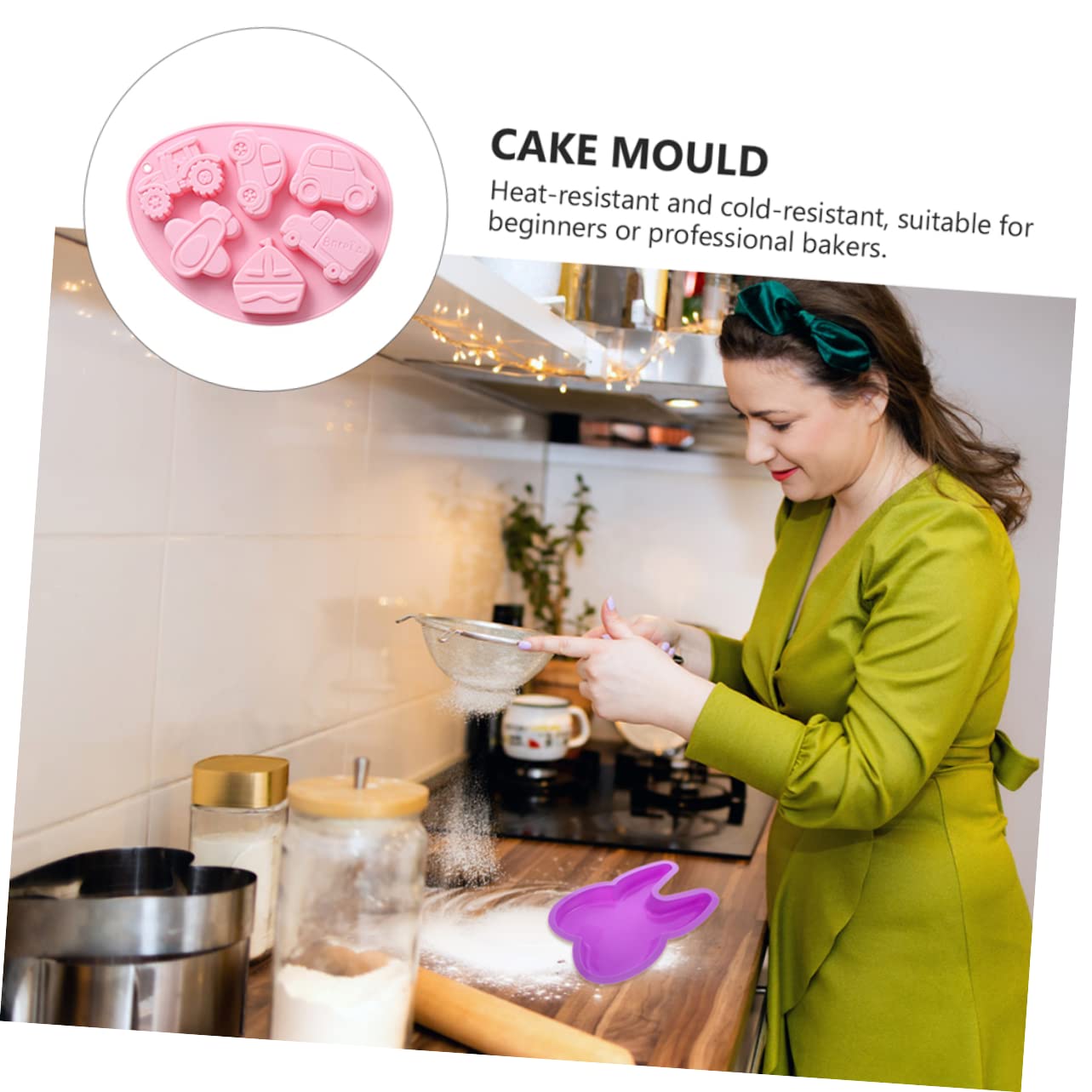 Amosfun 4 Pz Stampo da forno in silicone stampo torta natale stampo cioccolatini caramelle alla frutta di gelatina torta alla frutta stampo in silicone multiuso Stampo per torta fai da te