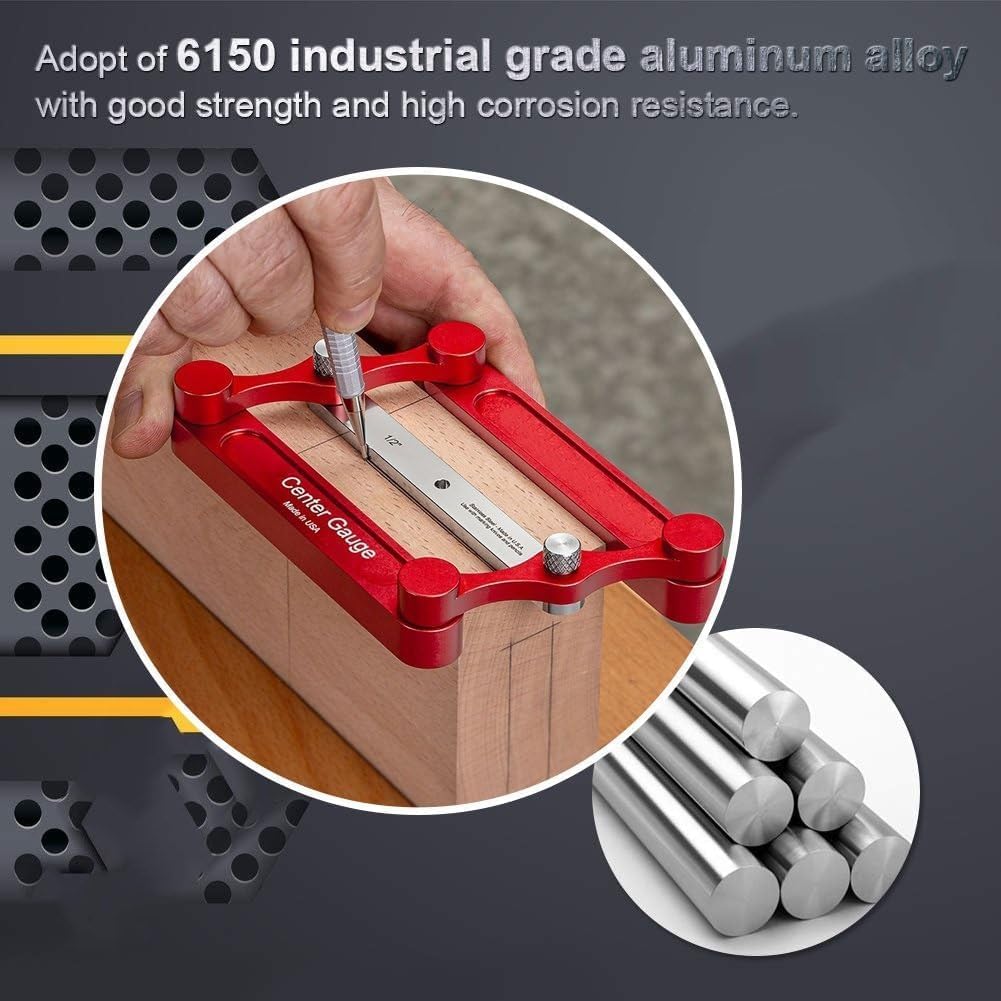 Center Gauge,Stainless Steel Woodworking Marking Gauge With Interchangeable Marking Bars,Scribe Tool For Mortise And Tenon Joints, Straight Hole Locator (Metric)