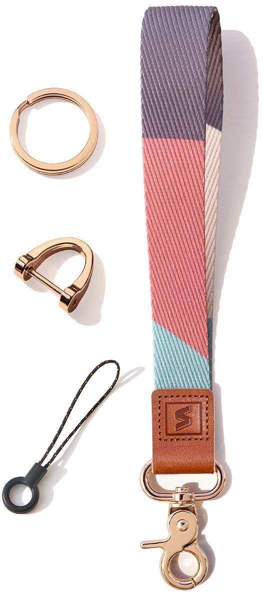 Senlly Unisex Color Block Wristlet Lanyard Strap For Keys, Original Pattern Design Wrist Keychain Holder