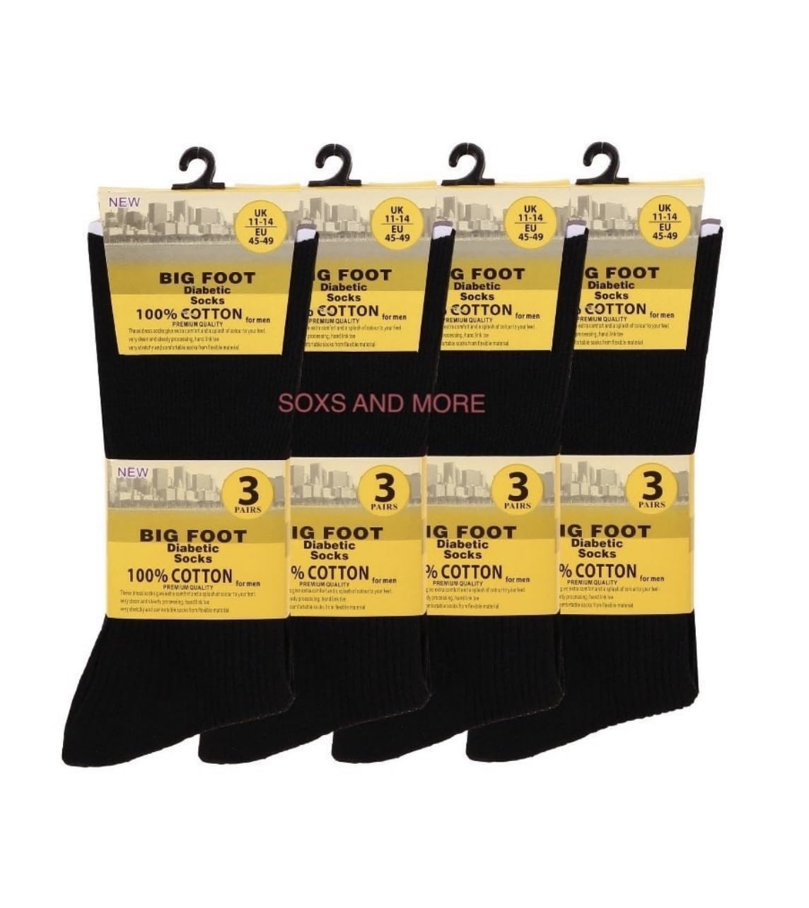 6 PAIRS BIG FOOT 100% COTTON SOFT TOP SOCKS FOR MEN COMFORT FIT * SIZE 11-14 *