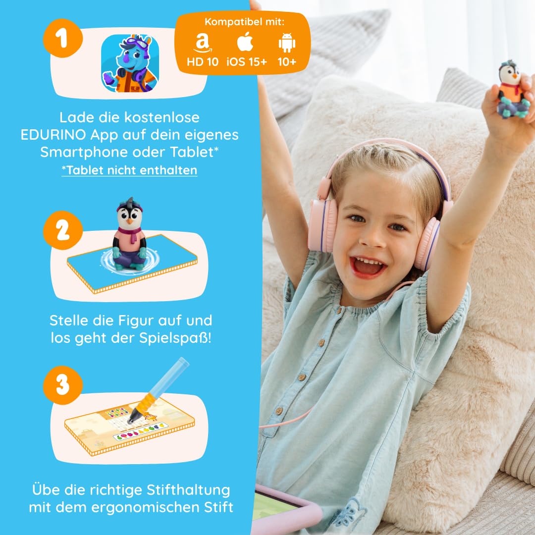 Edurino Figura Ollie Atención y concentración a partir de 4 años, incluye aplicación | Juego educativo innovador y digital | Mantener la atención | Escuchar y observar | Concentración y entrenamiento