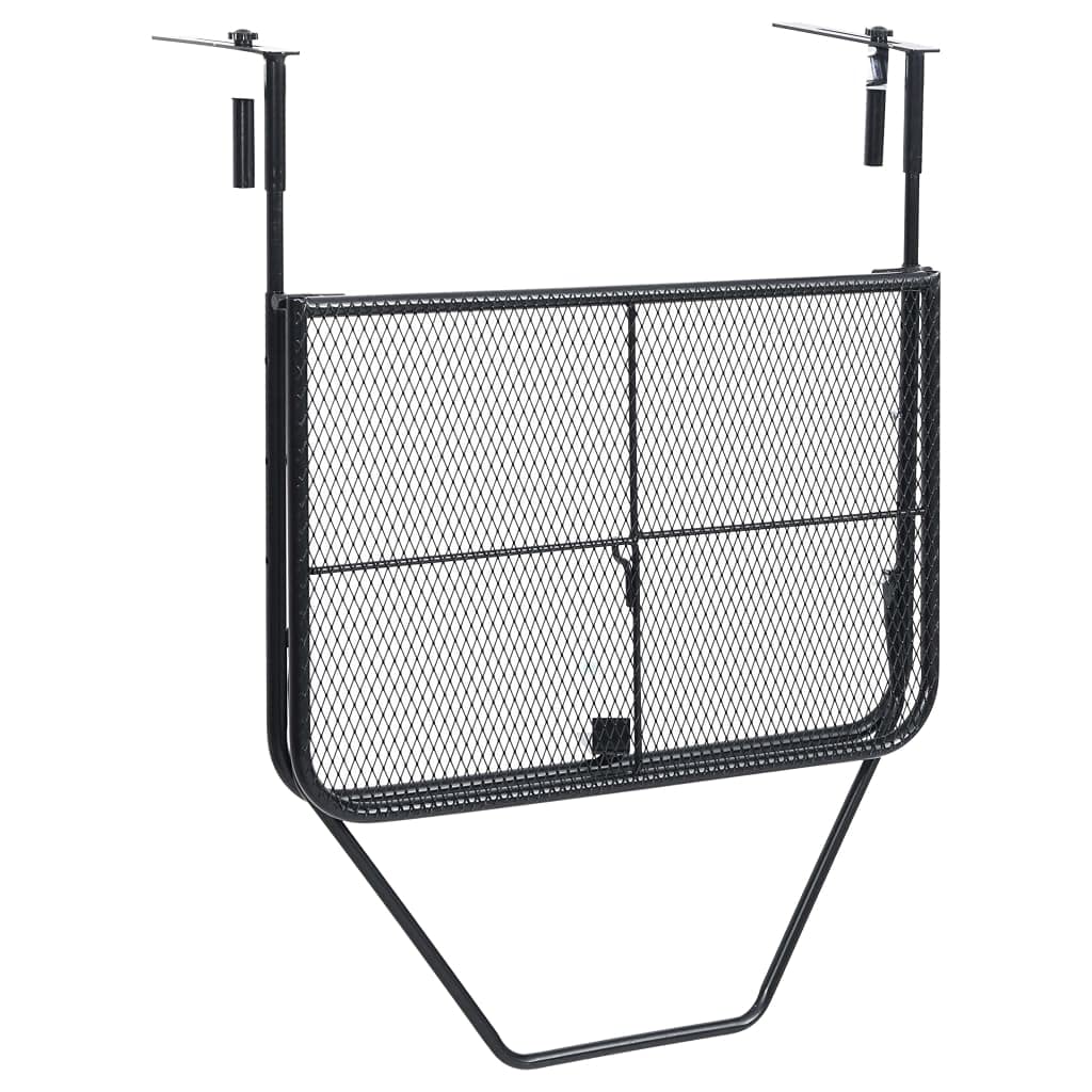 Makastle Table de Balcon Pliable, Pliable Appoint Table, Table Suspendue Rabattable, Petite Table Pliante Murale à Suspendre, Table Exterieur pour Terrasse, Noir 60x40 cm Acier